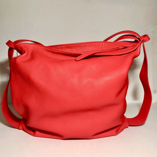 Leather Handbag/Backpack Roma Red
