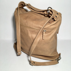 Leather Handbag/Backpack Napoli beige