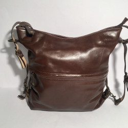 Lederhandtasche/Rucksack glänzendes Braun