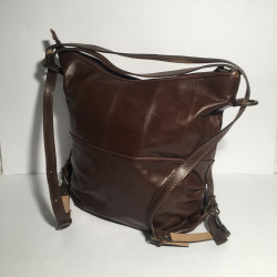 Leather Handbag/Backpack shiny brown