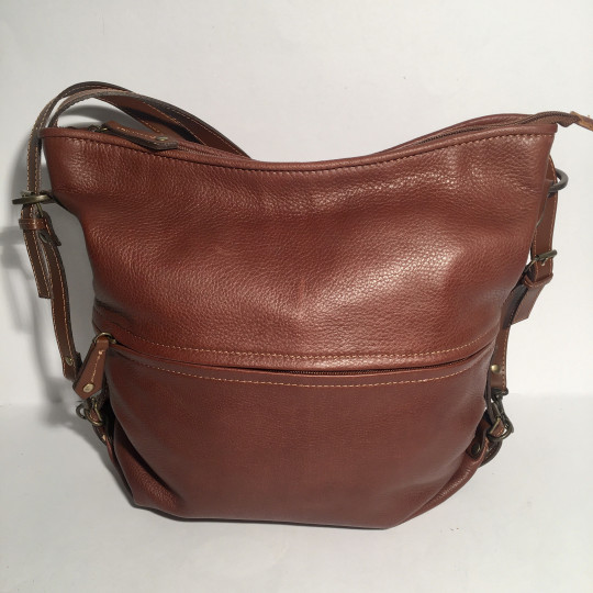 Leather Handbag/Backpack hammered brown