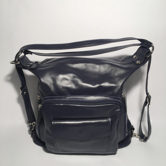 Leather Handbag/Backpack Napoli dark blue