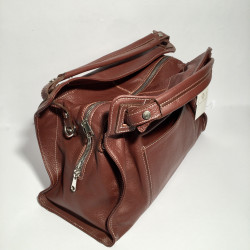 Leather Handbag Sandro aubergine