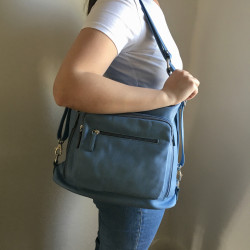 Leather Handbag/Backpack Napoli water green