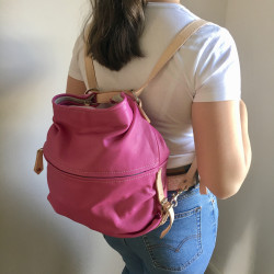 Lederhandtasche/Rucksack Double Pink