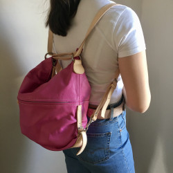 Leather Handbag/Backpack hammered brown