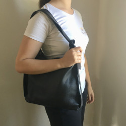 Leather Handbag/Backpack Roma choco-brown