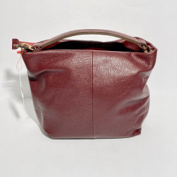 Leather Handbag  SARA aubergine