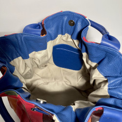 Lederhandtasche LOLLIPOP (blauer Griff)