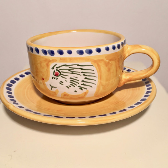 Solimene hand painted Cappuccino set (cup+plate)